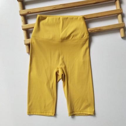 Five-Point Pants ~ Brushed No-Awkward-Line Sports Fitness Pants High-Waisted Cycling Pants Tight Yoga Shorts Yoga Pants