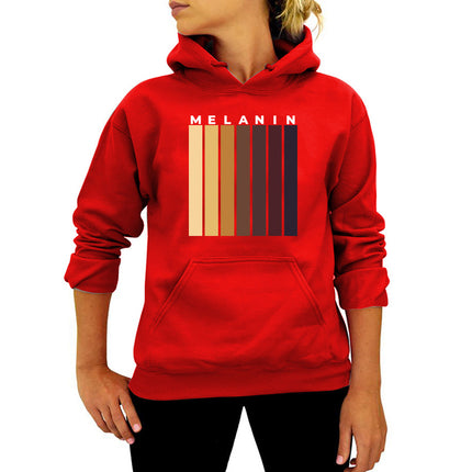 MELANIN striped printed hooded sweater autumn and winter European and American women's top loose Amazon foreign trade cross-border