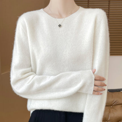 One-Line Ready-To-Wear Round Neck Wool Sweater Seamless Stereo Knitted 100% Wool Zero-Touch Autumn and Winter Seamless Base Sweater