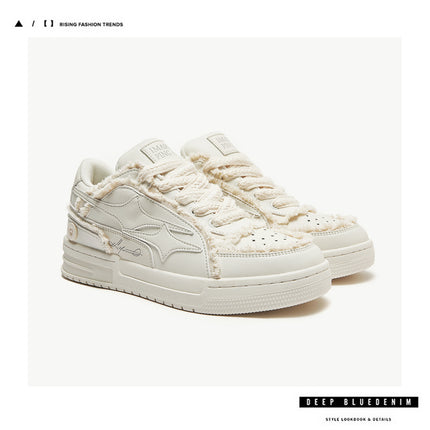 Guangzhou Shoes Destroyed Aesthetic Design Men's Shoes Men's Trendy Shoes White Sneakers Casual White Shoes Men's and Women's Couple Shoes