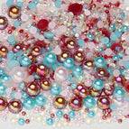 3-10mm flatback pearl resin rhinestones mixed assortment, 30g/pack / Semi-circle pearl red blue pink series
