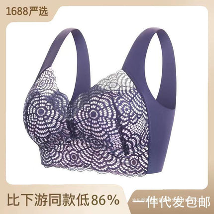 Foreign Trade plus size Thin Vest Bra chubby girl No Steel Ring Sensual Lace Push-up Sports Sleep Underwear