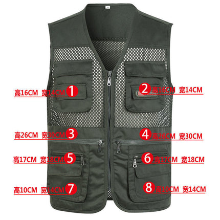 Spring and Summer Mesh Vest for Middle-Aged People Fishing All Seasons Multi-Pocket Vest Men's Spring and Autumn Casual Tactical Vest Dropshipping