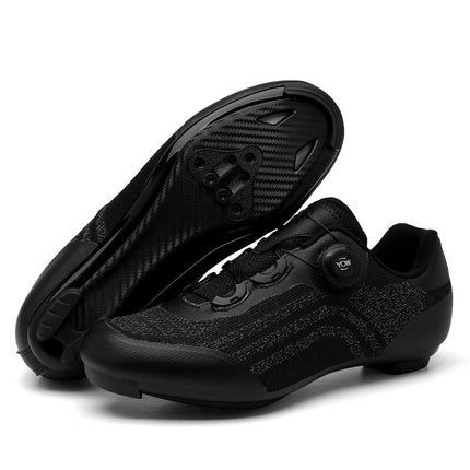 Road Mountain Men's and Women's Locked Bicycle Lockless Shoes Hard Sole Spinning Bicycle Riding Shoes Gym Black
