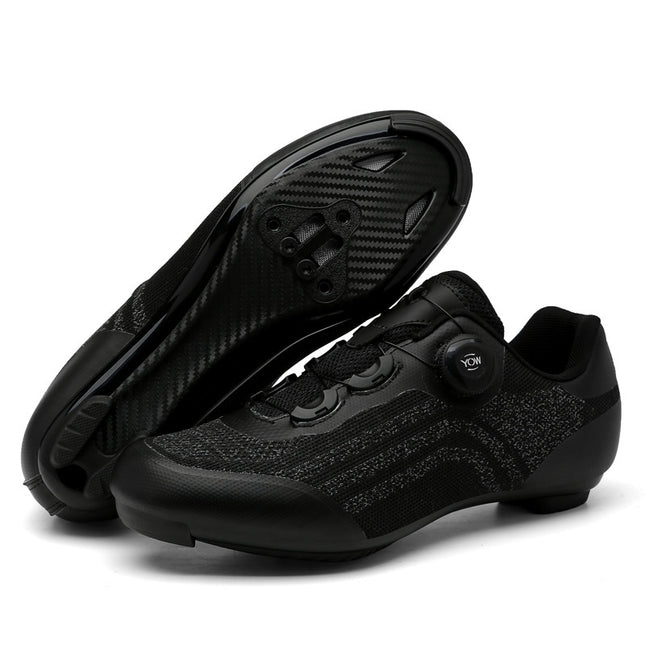 Road Mountain Men's and Women's Locked Bicycle Lockless Shoes Hard Sole Spinning Bicycle Riding Shoes Gym Black