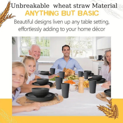 Boxed dishes and plates cup suit Amazon cross-border black wheat dishes and plates cup 16-piece wholesale