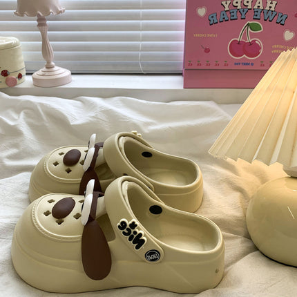 Eva Cartoon Big-Eyed Dog Girl 2026 Summer Outdoor Clogs Super Popular with a Stepping-On-Clouds Feel, Dual-Wear Thick-Soled Closed-Toe Slippers