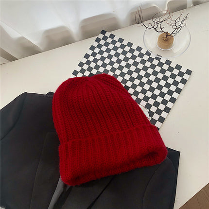 Autumn and winter men's and women's same-style pile cap all-match big head circumference face small wool cap warm cold-proof pullover knitted cap tide