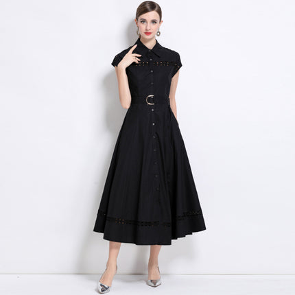 Real Shot of Elegant Style Long Skirt 2025 New Style Cut Out Lace-Up Slim Fit High-End Dress for Women with Belt