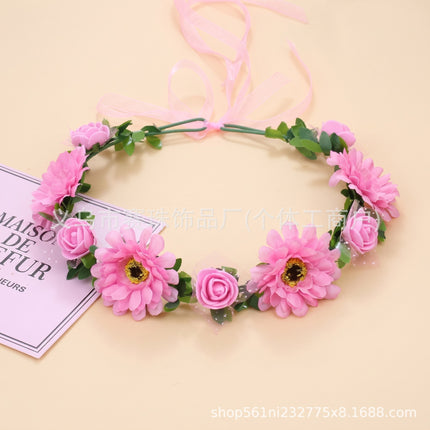 Beautiful Mori Women's Hair Flower Korean Style Hair Band Seaside Beach Wreath Headwear Mori Women's Super Fairy Wreath Headwear New Hair Accessories