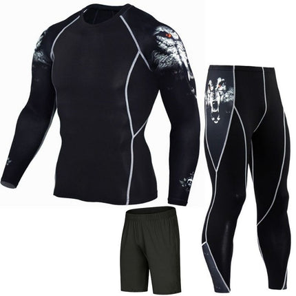 Men's Sportswear Sweat-Wicking Running Marathon Tight-Fitting Suit Quick-Drying High-Elastic Two, Three, or Four-Piece Set Wholesale Trade