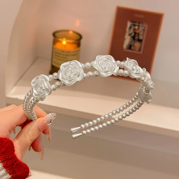 European and American Imitation Pearl Hair Band French Retro Hair Stamp Summer High-end Headband Women's New Super Fairy Hair Accessories
