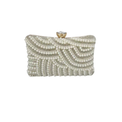 Cross-Border Exclusive Cross-Body Rhinestone Pearl Bag Wedding Ball Dinner Bag Women's Diamond Chain Box Clutch Bag