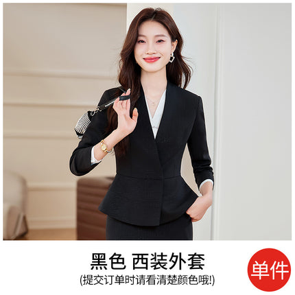 High-End Gray Professional Suit Suit for Women Autumn and Winter 2025 New Hotel Front Desk Jewelry Store Beauty Salon Work Clothes