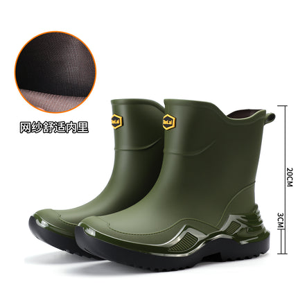Korean Style Classic Black Non-Slip Men's Rubber Shoes Rain Boots Short-Tube Sports Water Boots Widened and Thickened Cross-Border Environmentally Friendly Water Shoes
