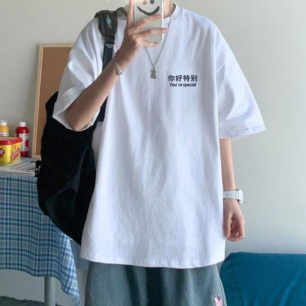 Summer New Short-Sleeve Trendy Loose Versatile Ins Fashion Brand Half-Sleeve T-Shirt Student Casual Short-Sleeve Top