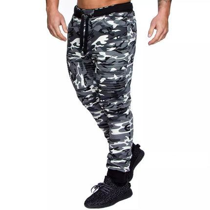 2022 Men's Casual Sports Pants European and American Foreign Trade Hip Hop Striped Design Camouflage Sports Fitness Trousers for Men