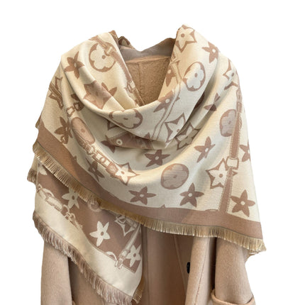 2022 Autumn and Winter New Cashmere Scarf Women's Five-pointed Star Pattern European and American Style All-match Thickened Warm Cold-proof Shawl