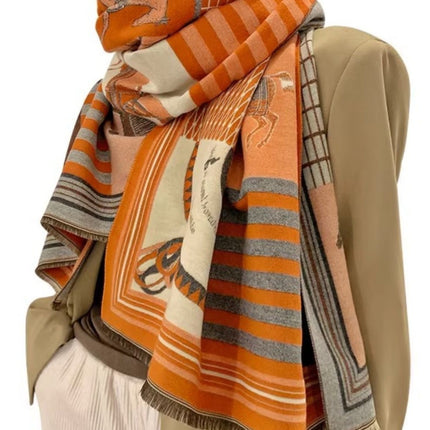 New Style Scarf for Women, Autumn and Winter, Korean Style, Versatile, Thickened, Warm Neck Scarf, Faux Cashmere, Air Conditioning Shawl, Light Luxury Style
