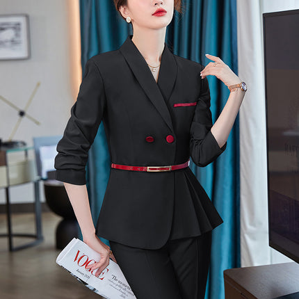 High-end business wear suit women's spring and autumn hotel front desk work wear elegant beautician beauty salon shop manager work clothes