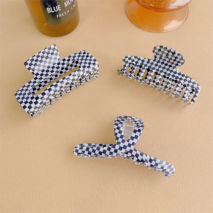 Black and White Checkerboard Hair Clip Acetate Board Back of the Head Hairpin Female Shark Clip Hair Accessory Korean Ins Hair Clip