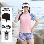6187 pink + swimming cap + swimming goggles + mobile phone bag / M80-94