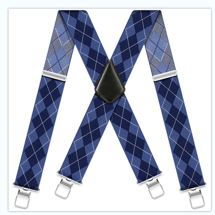 Men's Black Elastic Cross Strap Suspenders with 50mm Width, 5cm Wide Elastic Suspenders, X-Shaped Strong Elastic Suspenders for Foreign Trade