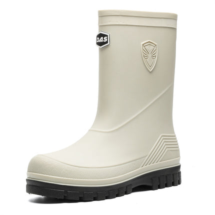 Cross-border Fashion Rain Boots Men's Mid-barrel All-match Thick-soled Waterproof Shoes Outdoor Fishing Kitchen Anti-slip Rubber Shoes Outer Wear Rain Boots