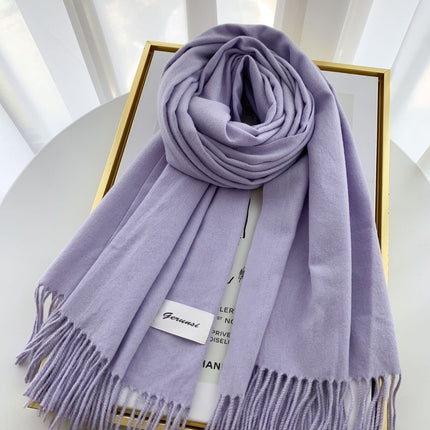 Solid Color Faux Cashmere Scarf for Women, Annual Meeting Red, High-End Feel, Spring and Autumn Woven Neck Scarf, Korean Style Versatile Artistic Warm Shawl