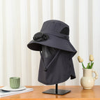Dark gray shawl fan hat / Solar + usb long battery life