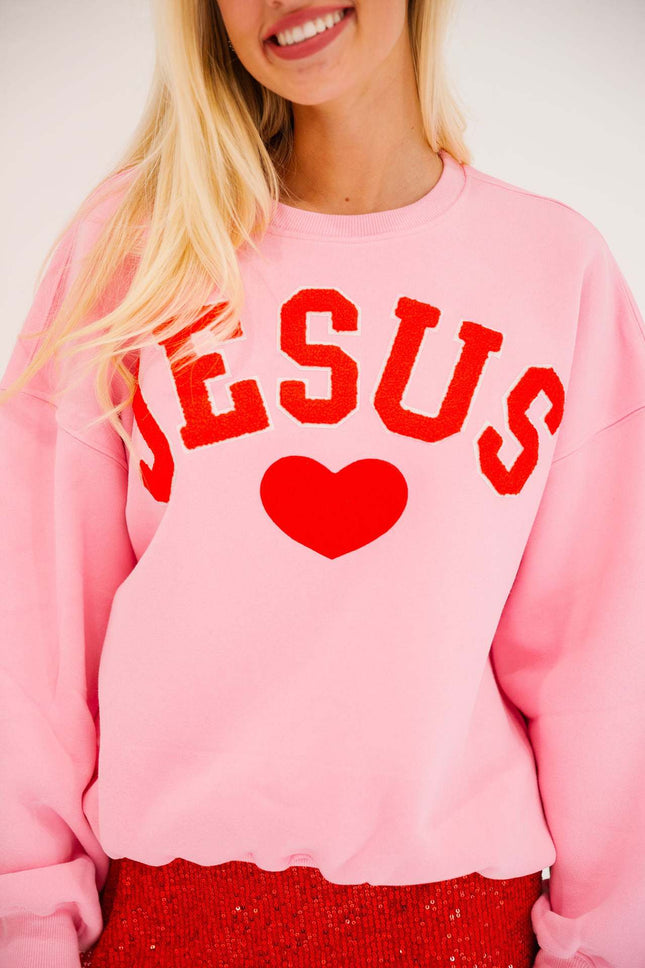 New Love Amazon European and American Towel Bead Embroidered Round Neck Loose Long Sleeve Sweat Cross-border Women's Wear Autumn and Winter