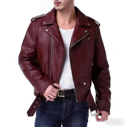2025 Autumn and Winter New Export European and American Leather Motorcycle Leather Jacket Motorcycle Jacket Men's Aliexpress Casual