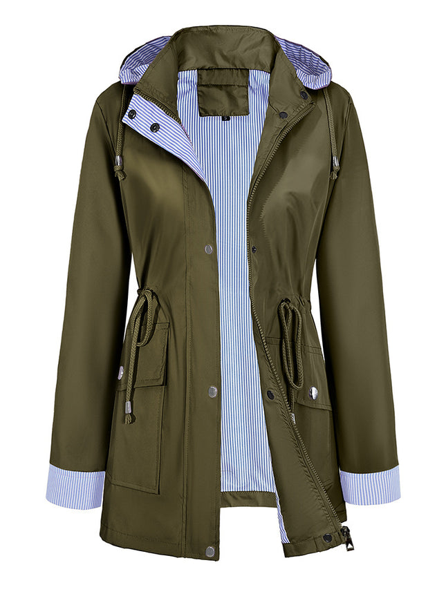 Cross-Border Supply Women's Casual Water-Repellent Jacket Women's Thin Mid-Length Windbreaker Factory Direct Supply to Amazon