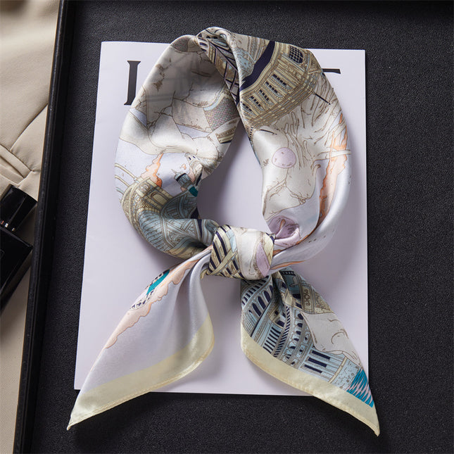 2025 Spring and Autumn Speedy Castle Paradise Silk Scarf Women's Mulberry Silk Scarf Shawl Scarf as a Gift for Elders