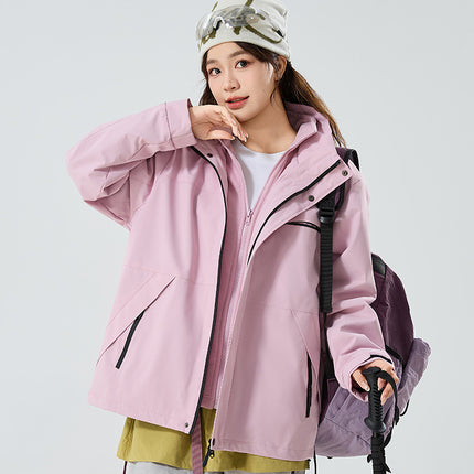 Three-In-One Men's Hooded Detachable Waterproof and Windproof Mountaineering Jacket Three-In-One Jacket