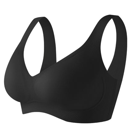 7A Antibacterial Amino Acid Traceless Underwear Fixed Cup Thin No Steel Ring Bra Wide Shoulder Strap Vest Jelly Bra