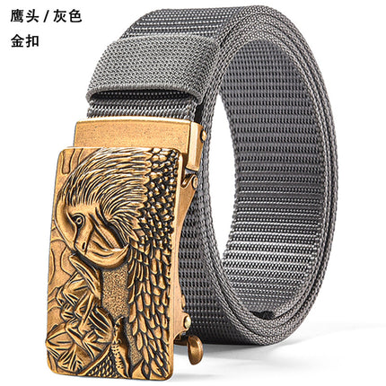 Canvas Belt Men's Toothless Automatic Buckle Middle-aged and Young People's Long plus size Business Jeans Retro Nylon Pants Belt