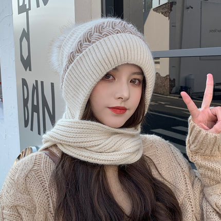 Wool Hat Children 2024 Fall/Winter New Fashion Joker fleece-lined Thickened Scarf Integrated Cold-proof Ear Protection Knitted Hat