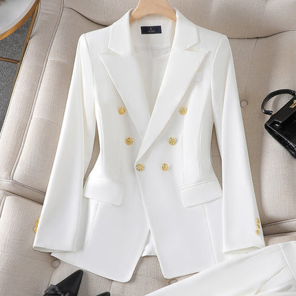 Zihong Zihong Suit suit Women's White Fashion Dress Suit High-end Temperament Goddess Fan suit 8017