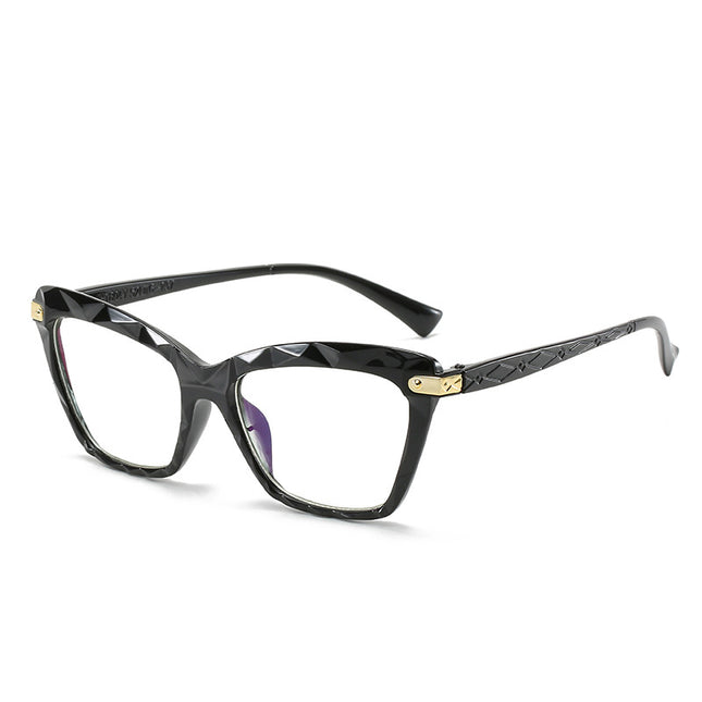 Anti-blue light cat's eye crystal multi-cut glasses frame European and American 2025 new glasses frame fashion flat mirror