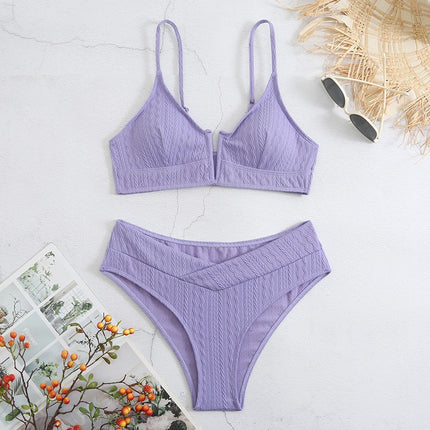 2024 New European and American Bikini Women's Swimsuit High Waist Sexy Swimwear Fashionable Separates Swimsuit Special Material Fabric