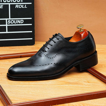 High-End Retro Carved Brogue Oxford Shoes, Hand-Rubbed Men's Formal British Wedding Versatile Leather Shoes for Men