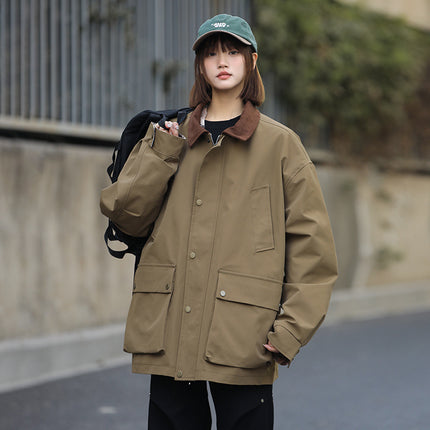 Spring and Summer Fashion Men's and Women's Warm Windproof Waterproof Casual Collar Collar Jacket