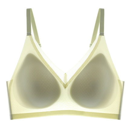 Ultra-thin lace cool seamless underwear Women's Big chest small chest push up summer thin semi-fixed Cup beauty back bra