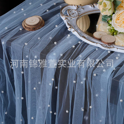 Amazon Pearl Tulle Lace Table Runner Wedding Party Outdoor Decoration Tablecloth Amazon Manufacturer Supply