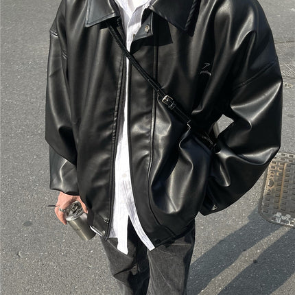 Men's Leather Jacket Autumn and Winter American Style Trendy Streetwear Stylish Jacket with Unique Design for Couples Biker Jacket