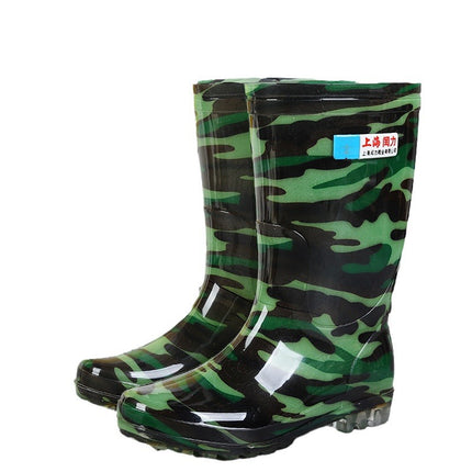 Chili Rain Boots Men's High-Top Camouflage Waterproof Boots Mid-Tube Thickeneded Wear-Resistant Water Shoes Low-Top Labor Protection Non-Slip Rain Boots Overshoes