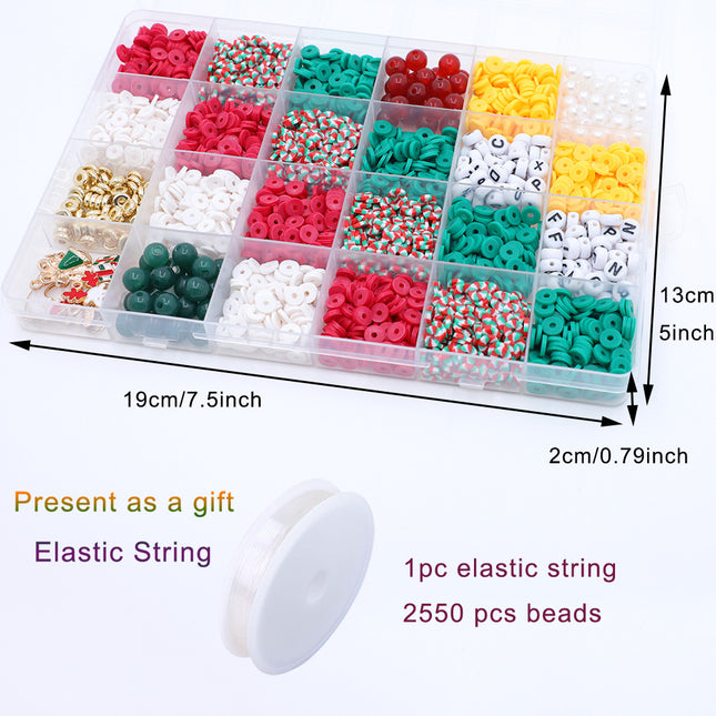 New Christmas European and American Cross-Border Educational Handmade DIY Bracelet Necklace Jewelry 24 Grids Soft Clay Material Package