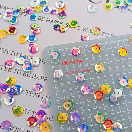 6MM round curved surface hole PVC sequins jewelry accessories concave and convex surface wholesale flat bottom hexagonal sewing clothing beads