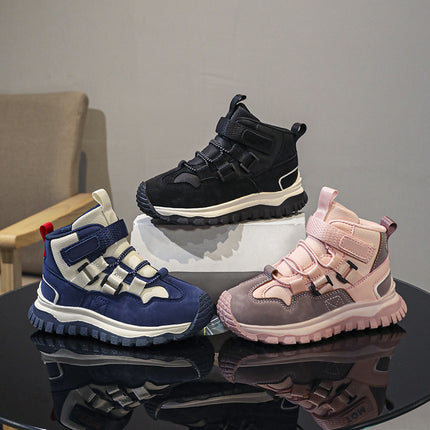 Boys' sneaker 2024 Fall/Winter New Mid-Large Children's Non-Slip Soft Bottom High-top Torre Shoes Boys' Trendy Running Shoes